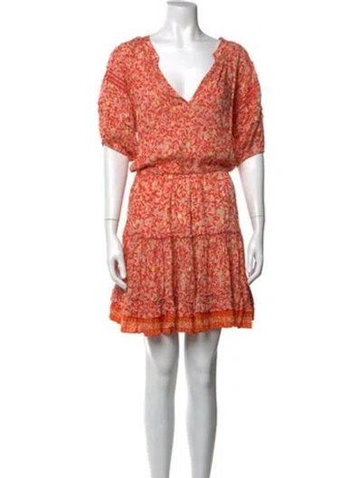 Pre-owned Poupette St Barth Floral Print Mini Dress In Orange