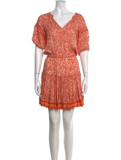 Pre-owned Poupette St Barth Floral Print Mini Dress In Orange