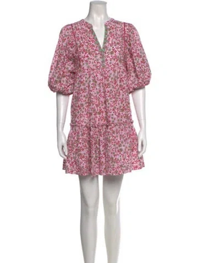 Pre-owned Poupette St Barth Floral Print Mini Dress In Pink