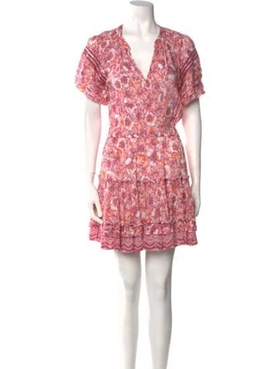 Pre-owned Poupette St Barth Floral Print Mini Dress In Pink