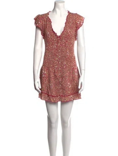 Pre-owned Poupette St Barth Floral Print Mini Dress In Pink