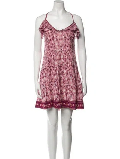 Pre-owned Poupette St Barth Floral Print Mini Dress In Pink