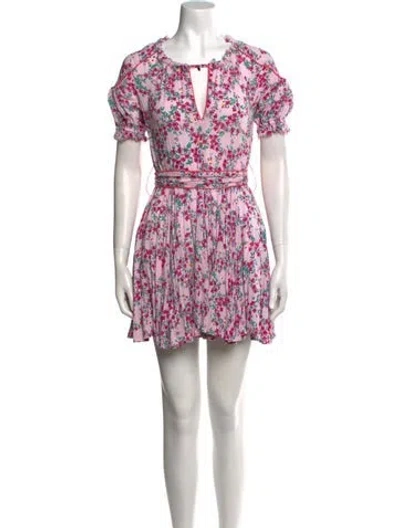 Pre-owned Poupette St Barth Floral Print Mini Dress In Pink