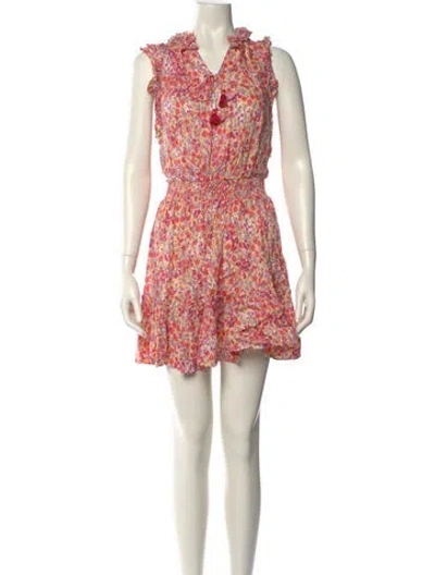 Pre-owned Poupette St Barth Floral Print Mini Dress In Pink