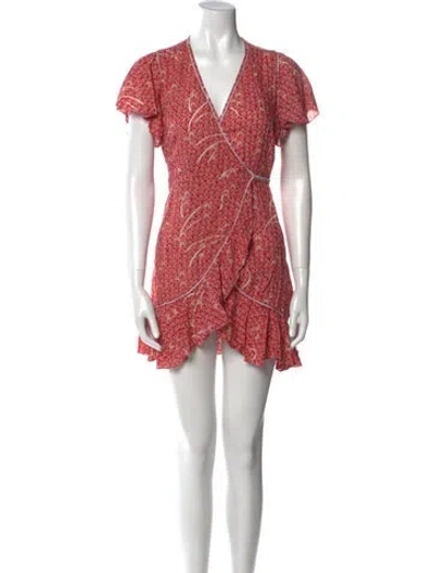 Pre-owned Poupette St Barth Floral Print Mini Dress In Pink