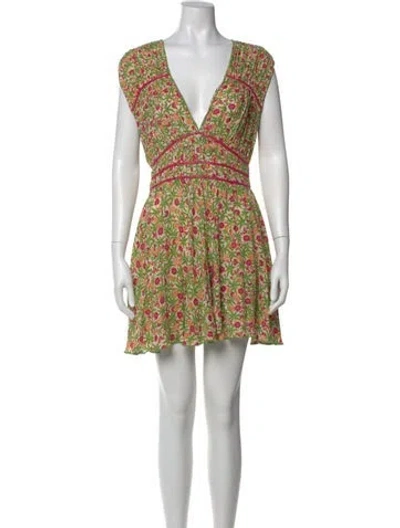 Pre-owned Poupette St Barth Floral Print Mini Dress In Pink