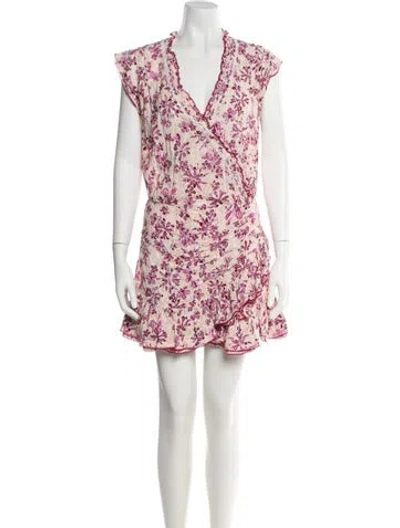 Pre-owned Poupette St Barth Floral Print Mini Dress In Pink