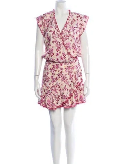 Pre-owned Poupette St Barth Floral Print Mini Dress In Pink