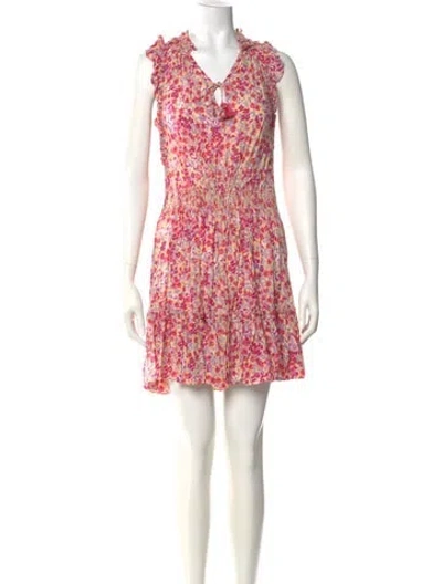 Pre-owned Poupette St Barth Floral Print Mini Dress In Pink
