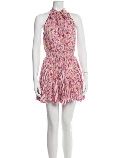 Pre-owned Poupette St Barth Floral Print Mini Dress In Pink
