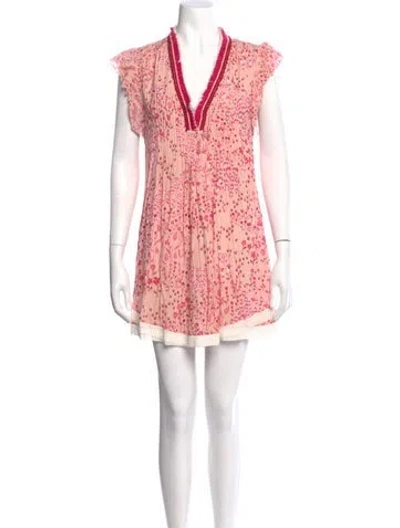 Pre-owned Poupette St Barth Floral Print Mini Dress In Pink