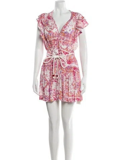 Pre-owned Poupette St Barth Floral Print Mini Dress In Pink