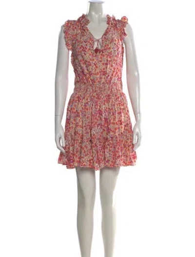 Pre-owned Poupette St Barth Floral Print Mini Dress In Pink