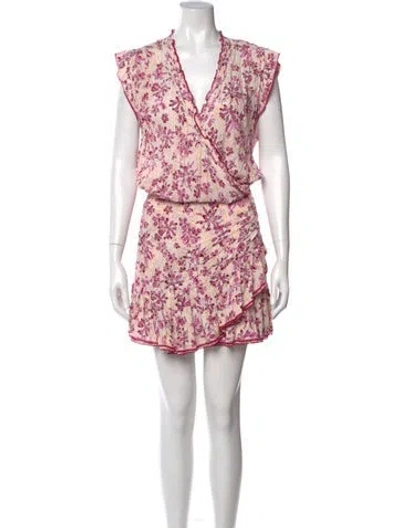 Pre-owned Poupette St Barth Floral Print Mini Dress In Pink