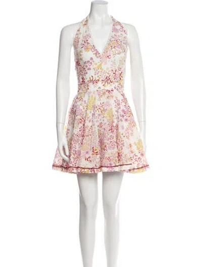 Pre-owned Poupette St Barth Floral Print Mini Dress In Pink