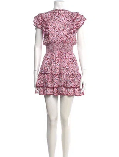 Pre-owned Poupette St Barth Floral Print Mini Dress In Pink