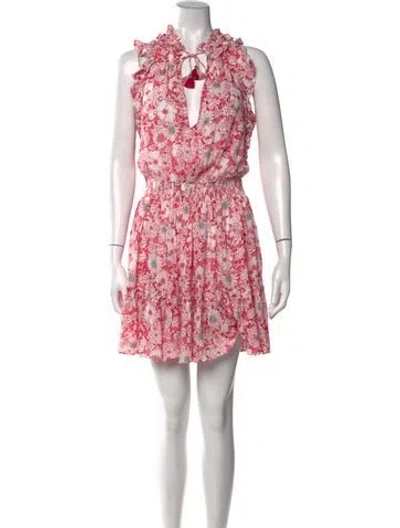 Pre-owned Poupette St Barth Floral Print Mini Dress In Pink