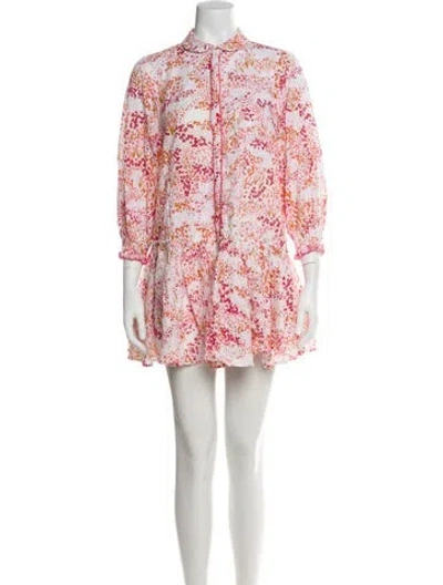 Pre-owned Poupette St Barth Floral Print Mini Dress In Pink