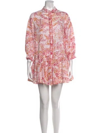 Pre-owned Poupette St Barth Floral Print Mini Dress In Pink