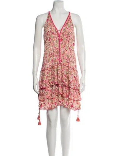 Pre-owned Poupette St Barth Floral Print Mini Dress In Pink