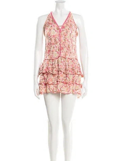Pre-owned Poupette St Barth Floral Print Mini Dress In Pink