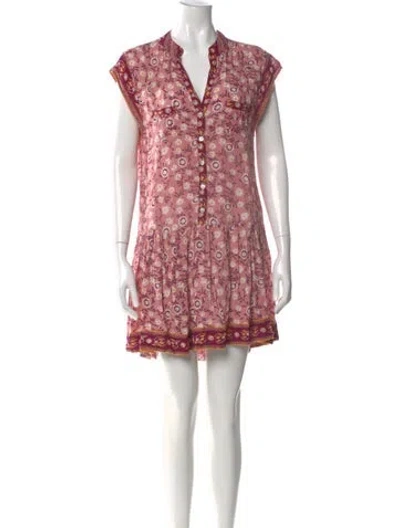 Pre-owned Poupette St Barth Floral Print Mini Dress In Pink