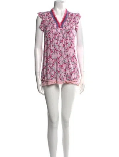 Pre-owned Poupette St Barth Floral Print Mini Dress In Pink
