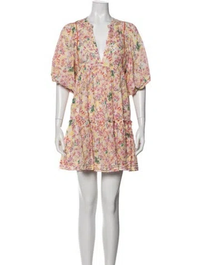 Pre-owned Poupette St Barth Floral Print Mini Dress In Pink