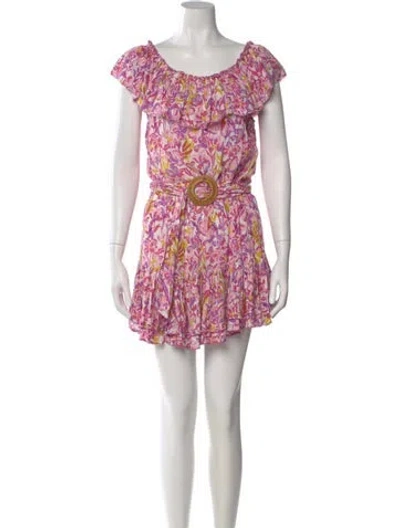 Pre-owned Poupette St Barth Floral Print Mini Dress In Pink