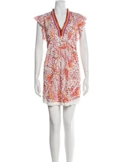 Pre-owned Poupette St Barth Floral Print Mini Dress In Pink
