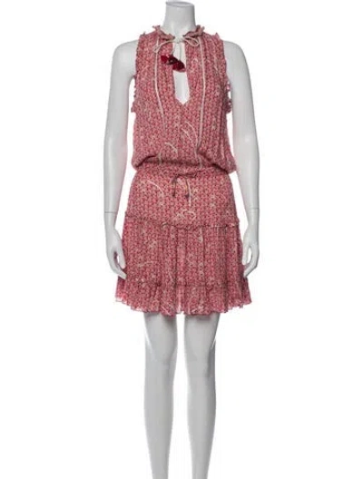 Pre-owned Poupette St Barth Floral Print Mini Dress In Pink