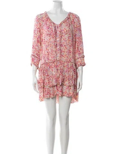 Pre-owned Poupette St Barth Floral Print Mini Dress In Pink
