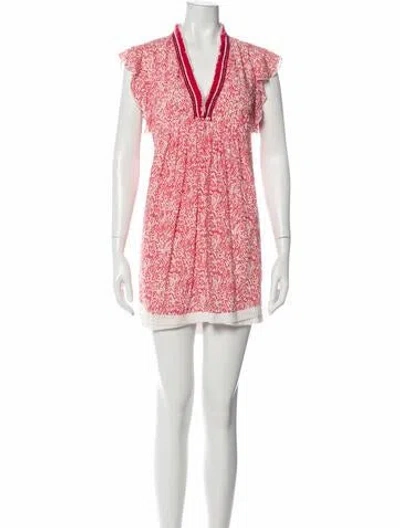 Pre-owned Poupette St Barth Floral Print Mini Dress In Pink