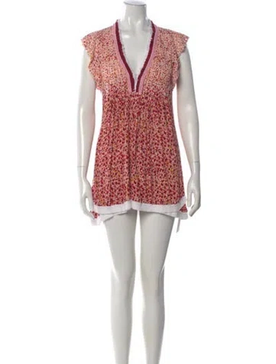 Pre-owned Poupette St Barth Floral Print Mini Dress In Pink