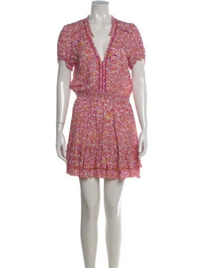 Pre-owned Poupette St Barth Floral Print Mini Dress In Pink