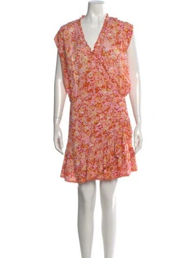 Pre-owned Poupette St Barth Floral Print Mini Dress In Pink