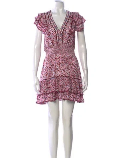 Pre-owned Poupette St Barth Floral Print Mini Dress In Pink