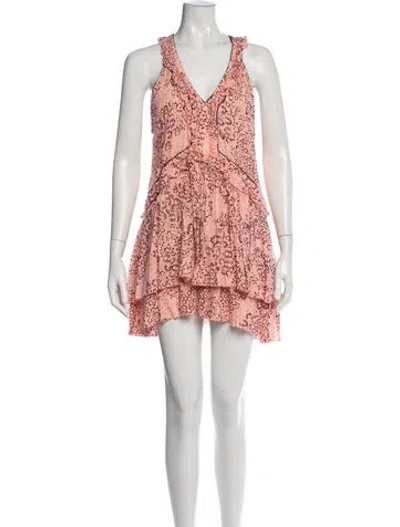 Pre-owned Poupette St Barth Floral Print Mini Dress In Pink