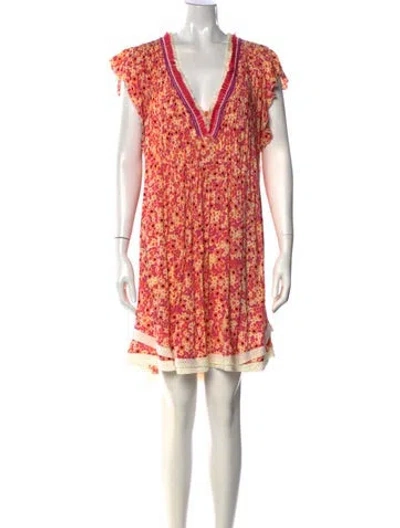 Pre-owned Poupette St Barth Floral Print Mini Dress In Pink