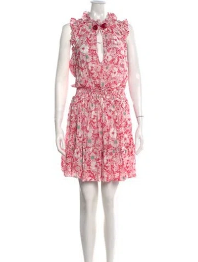 Pre-owned Poupette St Barth Floral Print Mini Dress In Pink