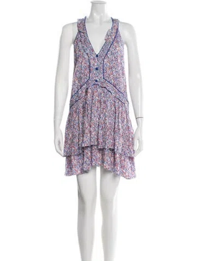 Pre-owned Poupette St Barth Floral Print Mini Dress In Pink