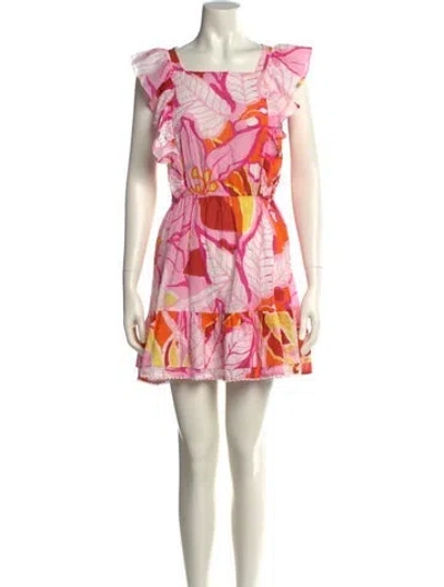 Pre-owned Poupette St Barth Floral Print Mini Dress In Pink