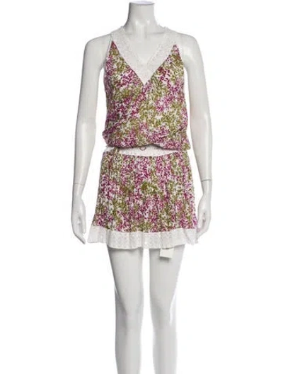 Pre-owned Poupette St Barth Floral Print Mini Dress In Pink