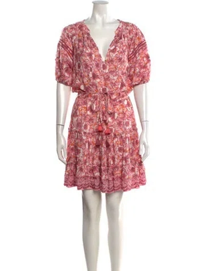 Pre-owned Poupette St Barth Floral Print Mini Dress In Pink