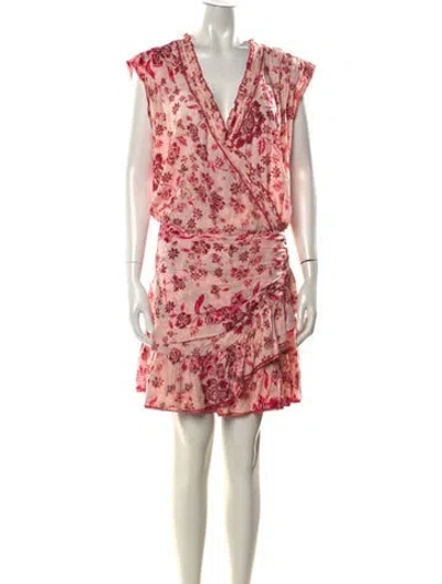 Pre-owned Poupette St Barth Floral Print Mini Dress In Pink