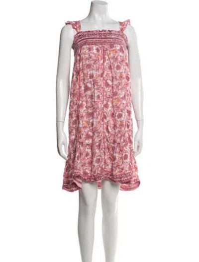 Pre-owned Poupette St Barth Floral Print Mini Dress In Pink
