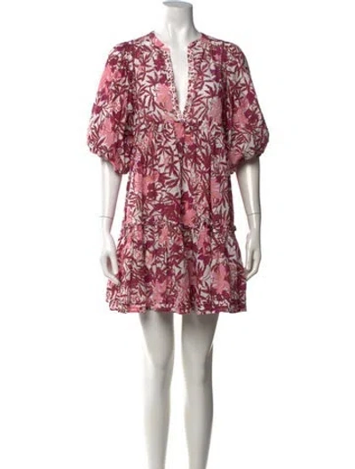 Pre-owned Poupette St Barth Floral Print Mini Dress In Pink