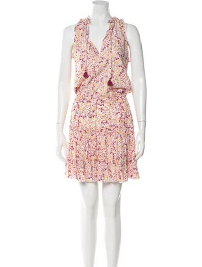 Pre-owned Poupette St Barth Floral Print Mini Dress In Pink