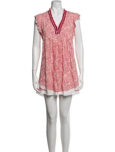 Pre-owned Poupette St Barth Floral Print Mini Dress In Pink