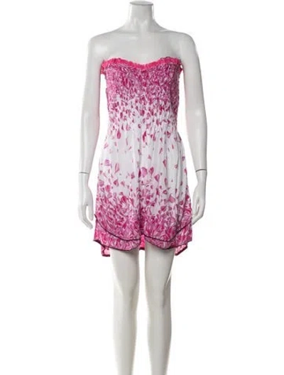 Pre-owned Poupette St Barth Floral Print Mini Dress In Pink